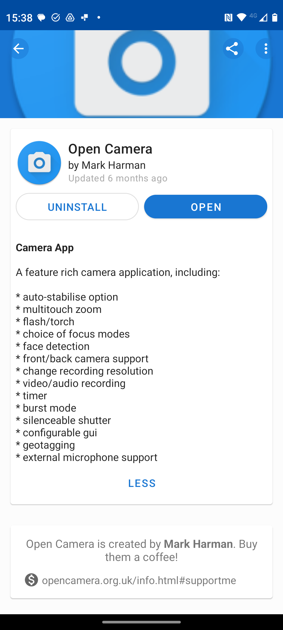 F-Droid Open Camera page